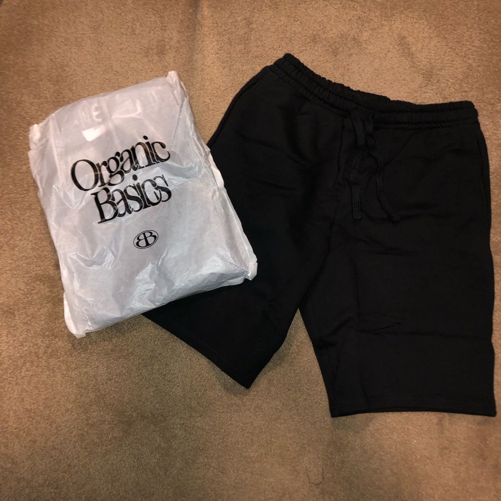 2 Pairs GOTS Organic Basics Weekend Shorts Sweat Shorts Size Medium Black Color